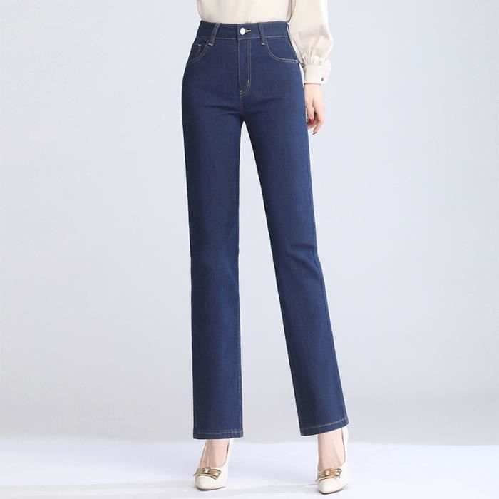 Jeans Femme Chic L ger Taille Haute Coupe Droite Slim Fit Pantalon
