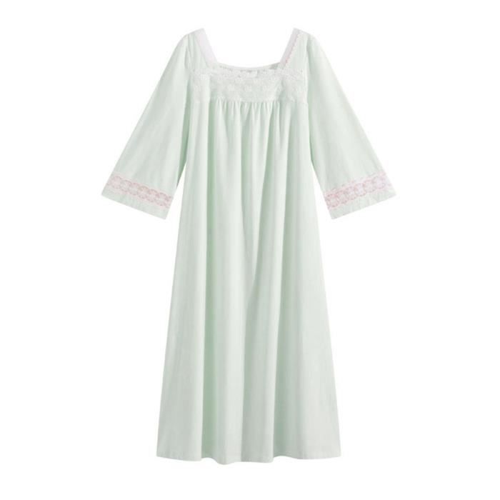 Femme Robe de Chambre Princesse Vintage Loungewear Douce Dentelle ?� Manches Longues avec Col 