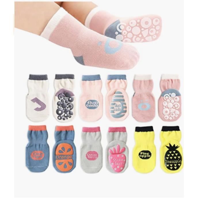 Pack 2 Paires de Chaussettes Antidérapantes pour Bébé Fille