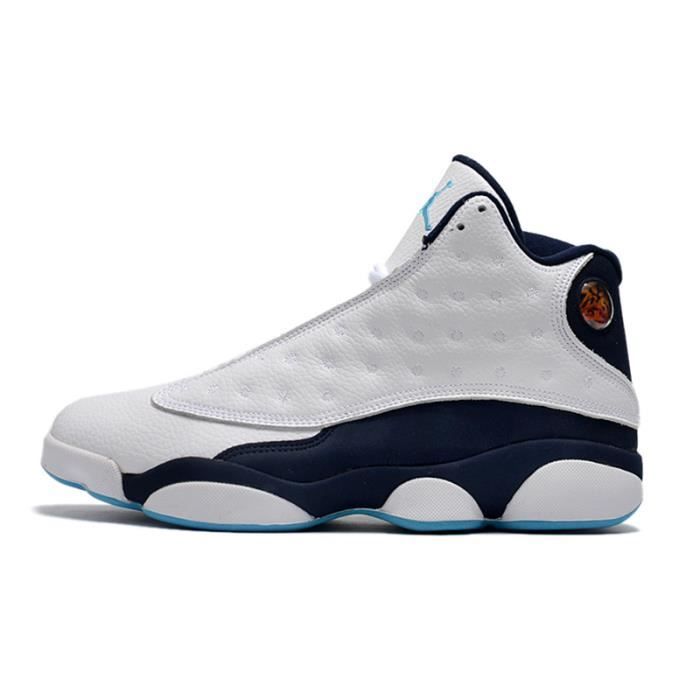 Baskets NIKE AIR Jordan 13 Blanc bleu Synth tique Lacets