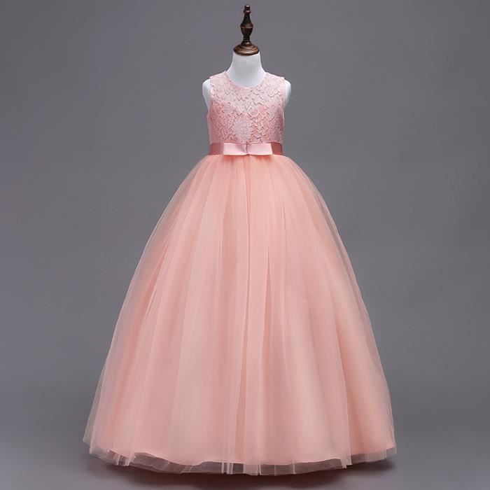TiaoBug Robe Princesse Fille Pailletée Une Épaule - Robe Longue Plissée Demoiselle D'Honneur 5-16 Ans