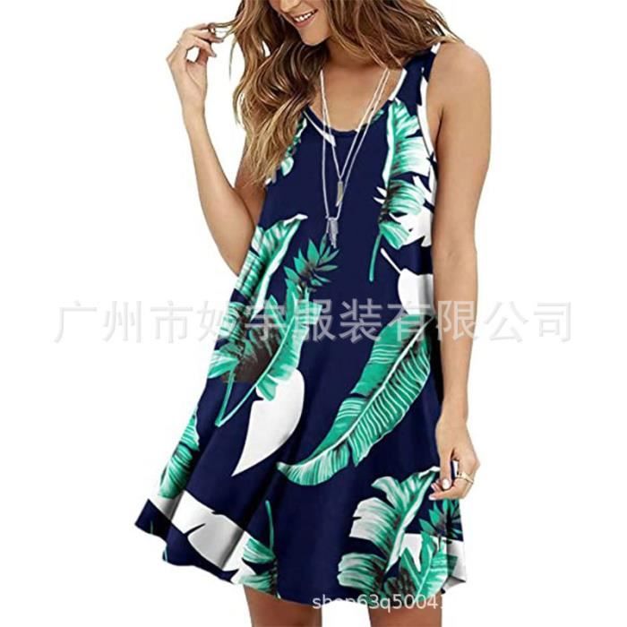 Robe D'?�t?� Femme Bretelles Spaghetti de Plage - Bleu Bleu - Cdiscount Pr??t-?�-Porter