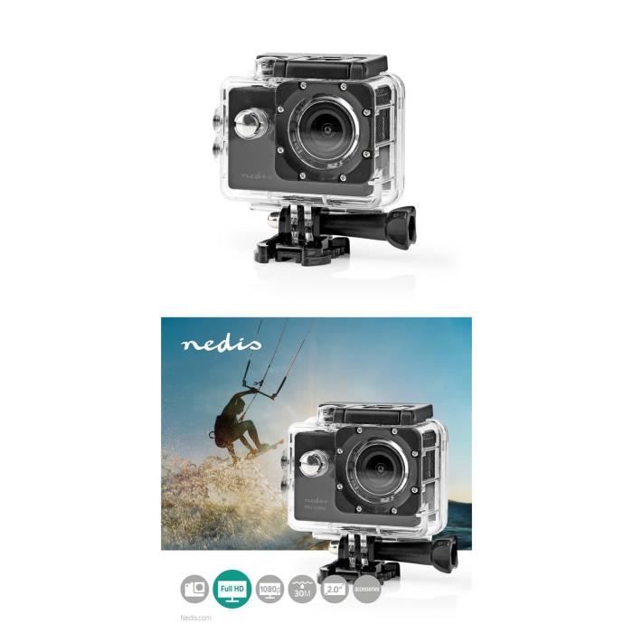 Caméra sport 1080P FULL HD Type GOPRO 12 MPixel Support Étanche 30.0 m 90 min