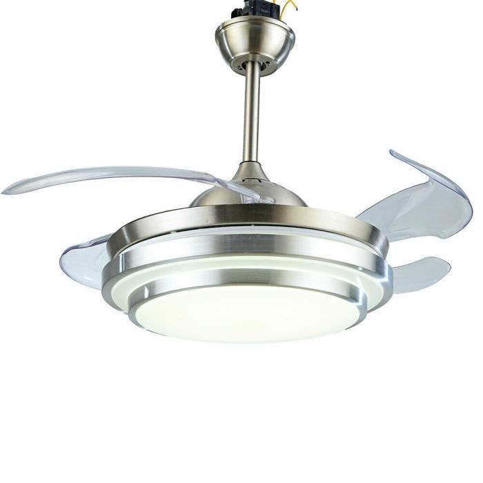36 avec éclairage Télécommande Invisible Ventilateur 4 lames rétractables pour salle à manger restaurant salon chambre à - Oukaning