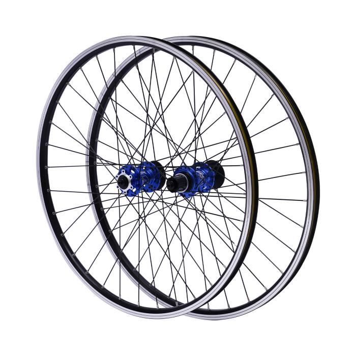 Kit vélo électrique roue arrière et avant 29'' en alliage d'aluminium VTT 7-12 s Frein à disque avec levier de serrage rapide BLEU