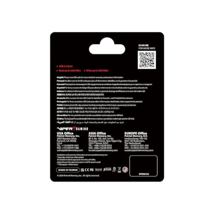 Disque Dur Patriot Pvp30 1TB SSD USB Duo A+C 1000MB/ Aluminium - vue 2