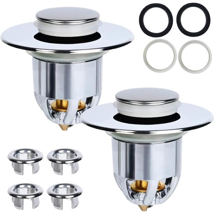 Bulevisiter Bouton Rotatif De Vidange De Baignoire, Couvercle En Plastique Chromé, 75 Mm, Forme Ronde Classique, Empêche Les Débordements D'eau