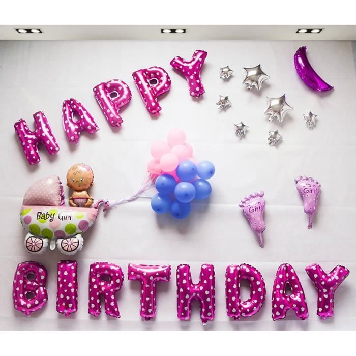 1set 42pcs Rose Pieds Pour Bebes Globules En Feuille Ballons En Joyeux Anniversaire Ballons Gonflables En Ballon A L Helium Ballon Cdiscount Maison