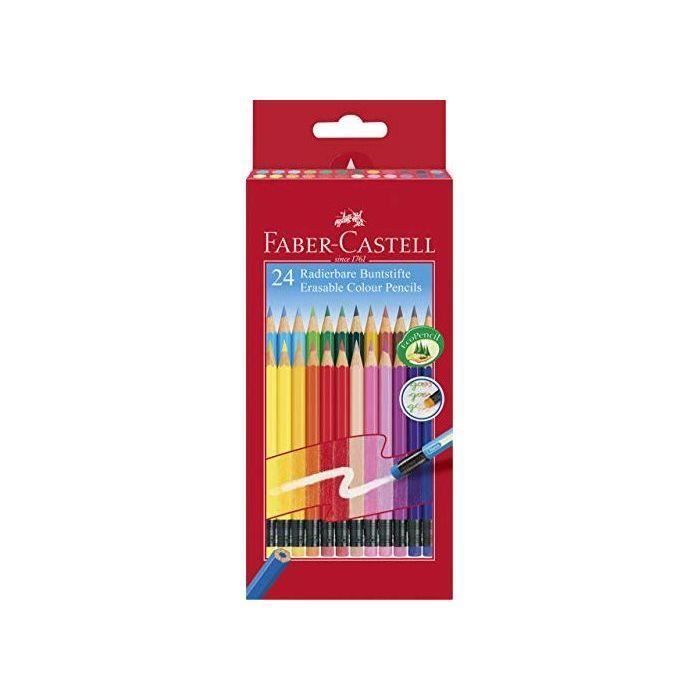 Faber-Castell 116625 - Crayons de couleur effaçables, étui en carton de 24  - Cdiscount Beaux-Arts et Loisirs créatifs