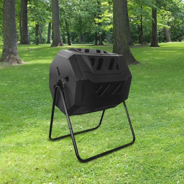skylantern composteur de jardin rotatif composteur 160l noir a double chambre composteur de jardin sur pied avec aerations cdiscount jardin