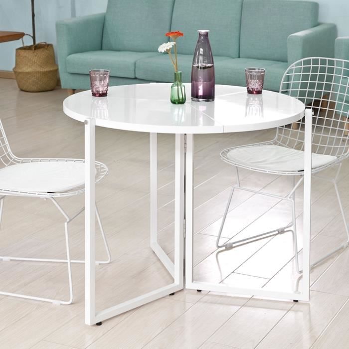 Sobuy Fbt45 W Table Ronde Pliante Design Blanc Table A Manger De