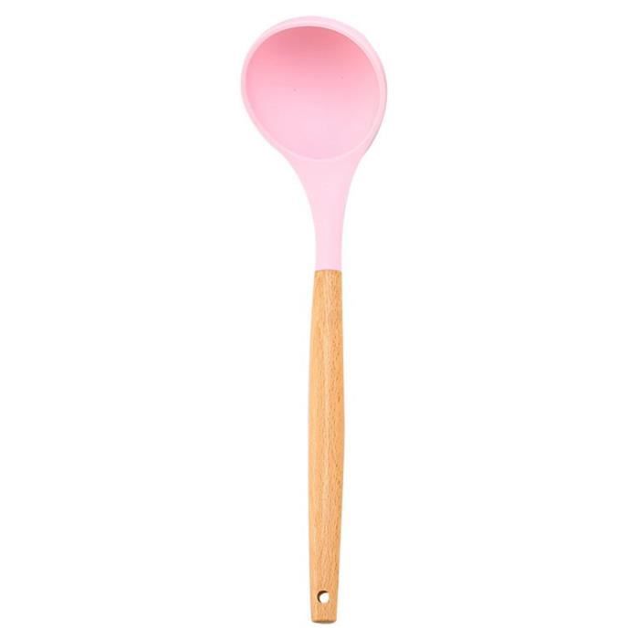 Louche En Silicone MENASTYL ELIOTT - Manche Bois Pour Soupes Et Sauces - Lave-Vaisselle Safe