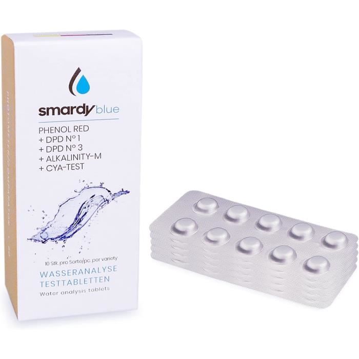 SMARDY Kit 50 Comprimés de Test Photomètre 10x Phénol Red, DPD1