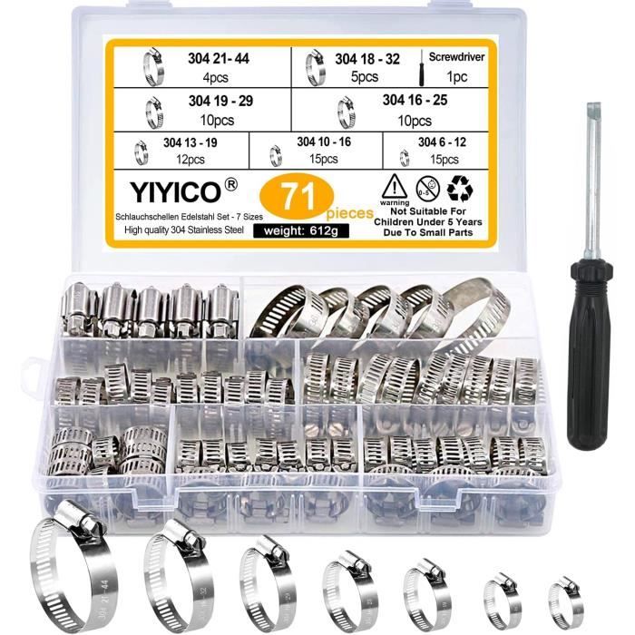170 Pièces Collier De Serrage Inox + Pince – 9 Tailles 5,8-21 Mm Serre-Joints Tuyau