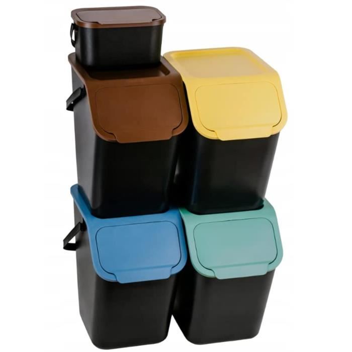 Go Practic Lot de 4 + 1 poubelles empilables Système de tri des déchets