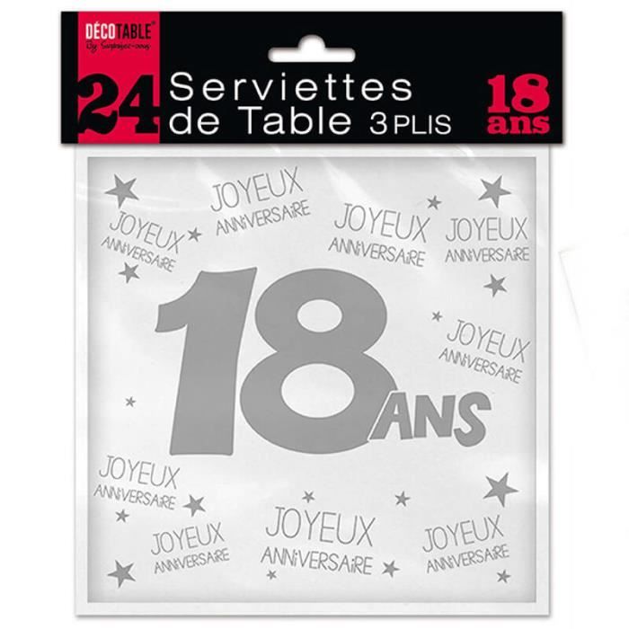 24 Serviettes de table blanches - 18 ans - Cdiscount Maison
