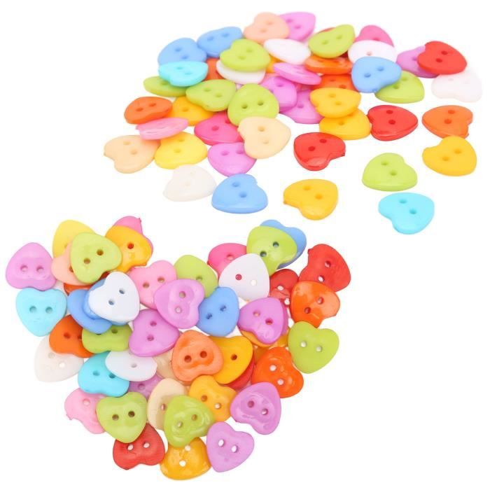 Boutons résine - Coeur - Lot de 50 - Multicolore Vente en ligne Couleur Multicolore