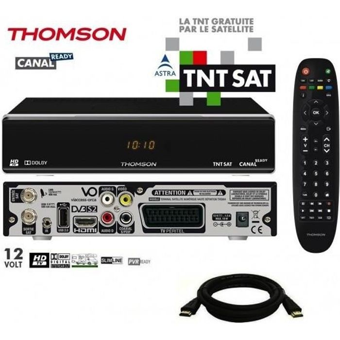 Pack Récepteur THOMSON THS804 HD + Carte TNTSAT + Câble HDMi 2M