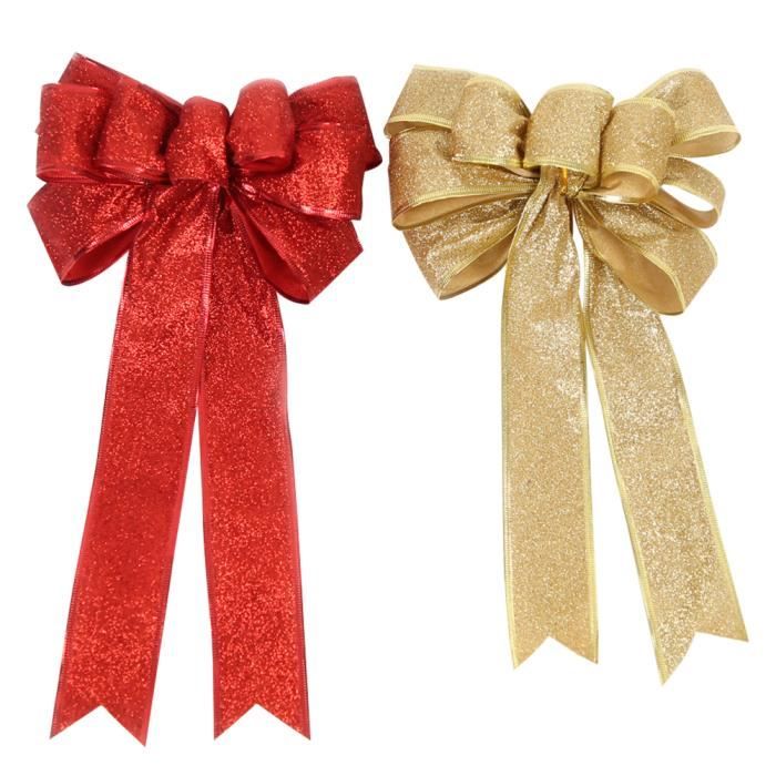 12 Nœuds Ruban Noël Velours Rouge 13x18 Cm - Décoration Sapin, Emballage Cadeau, Guirlande