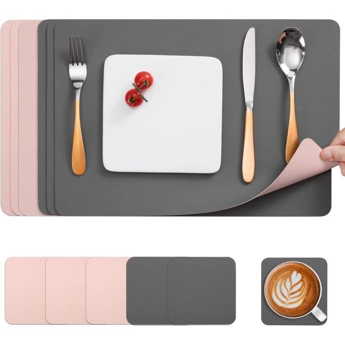 KitchenBoss Set De 6 Dessous De Plat Et Dessous De Verre Lavables - Double Face Antidérapant (43x30cm)