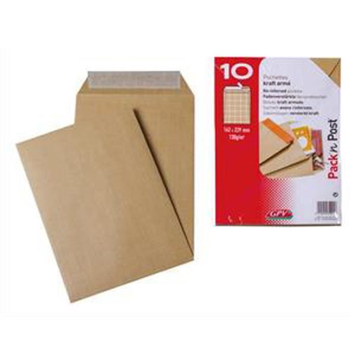 La Couronne - 25 Pochettes Kraft à Soufflets - 260 X 330 Mm - Carré - Avec Bande (auto-adhésif