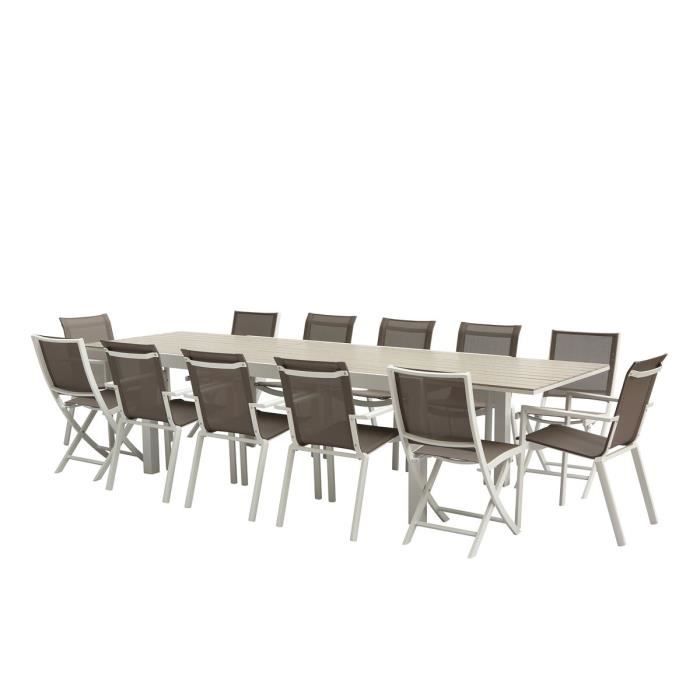 Ensemble Table Chaises Tulum Aluminium Blanc T8 12 F8 C4