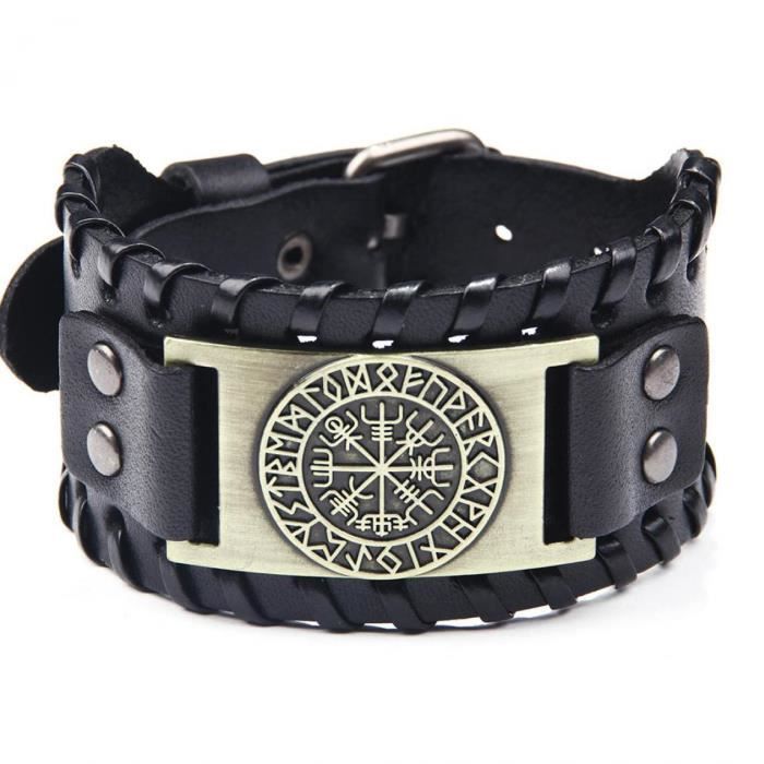 Bracelet Viking Pour Homme – Corde Tressée Et Cuir, Style Punk Vintage, Taille Réglable 27,5 Cm