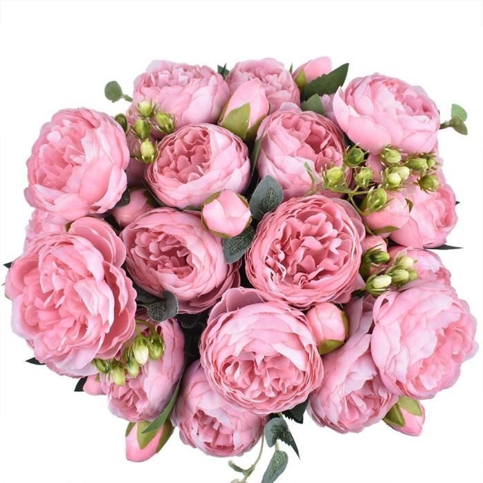 4 Bouquets de Fleurs artificielles en Soie Pivoine Artificielle Fausse Fleur  glorieuse pour la décoration de Maison Nuptiale de Noce - Cdiscount Maison
