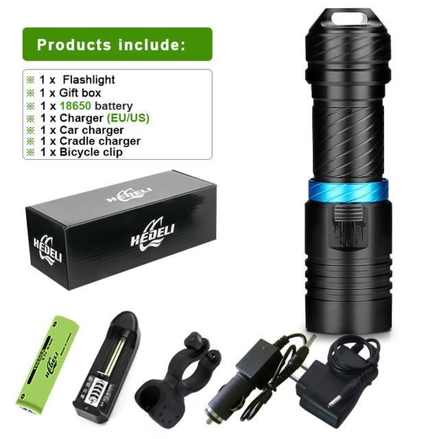 Lampe Torche, Lampe De Poche 1000Lumens Lampe Torche Led Rechargeable Usb, 4 Modes Eclairage