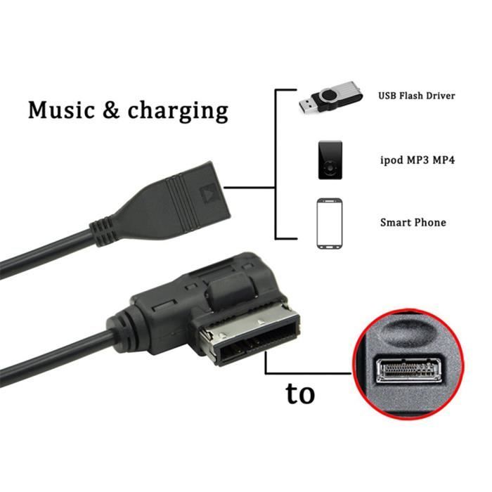 Adaptateur de câble MP3 Interface de Musique USB AMI MMI AUX Adaptateur de Câble MP3 pour A3 S4 A5 S5 A6 S6 A7 Q5 HB023