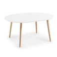 Table Oqui extensible ronde 120-200 cm, naturel et blanc-1