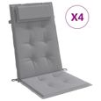 vidaXL Coussins de chaise à dossier haut lot de 4 gris tissu oxford 361878-1