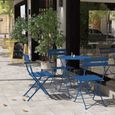 Willonin® Table bistro rond Ø 60 cm et 2 chaises pliant, Salon de jardin, Idéaux pour balcon, camping, cour extérieur, Bleu foncé-1