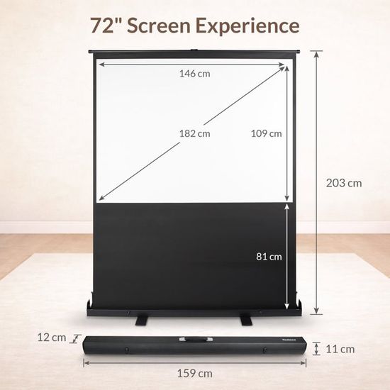 Écran De Projection Portable 72 Pouces Avec Trépied - Format 16:9, Surface Mate - Pour Maison, Bureau, École