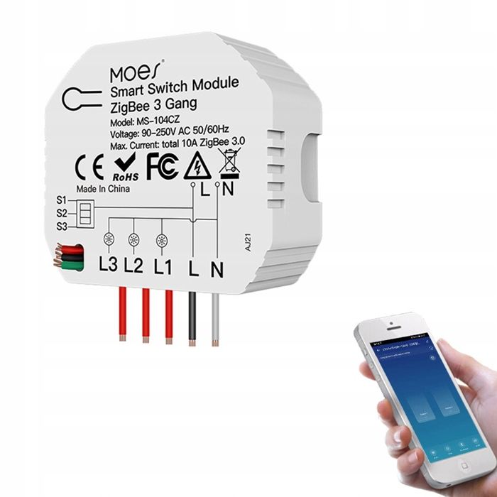 Module Design Interrupteur Module Interrupteur Intelligent Zigbee - Moes - 3 Canaux - Contrôle ...