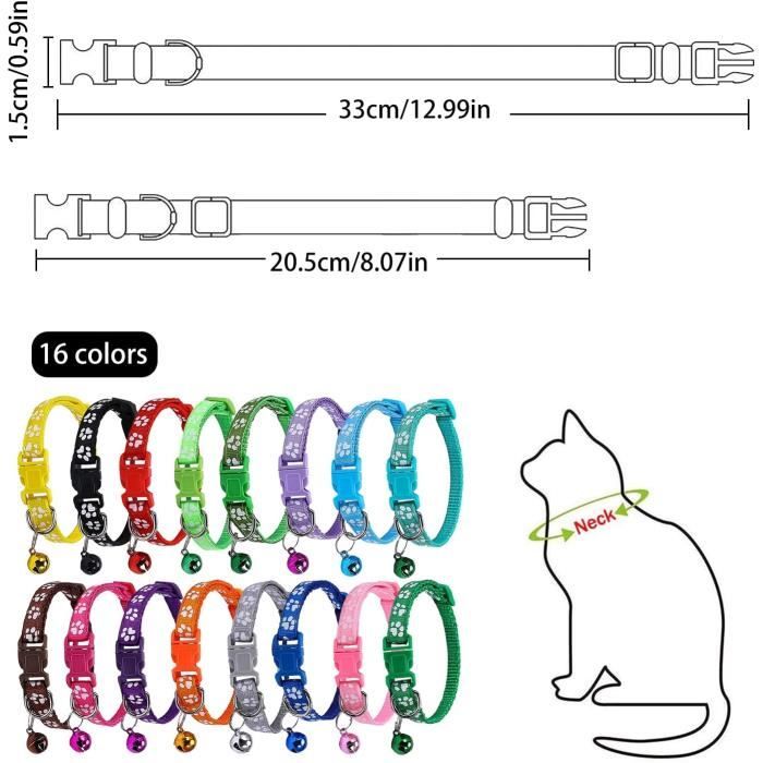Collier Pour Chat Avec Clochette, Boucle Sécurité, Réglable 20-30 Cm, En Polyester Marron, Cadeau Félin