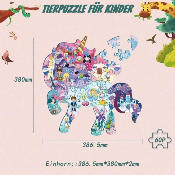 Puzzle Enfant Licorne 45 Pièces - Puzzle De Sol Géant Montessori Pour Filles Dès 3 Ans, Cadeau Noël Éducatif