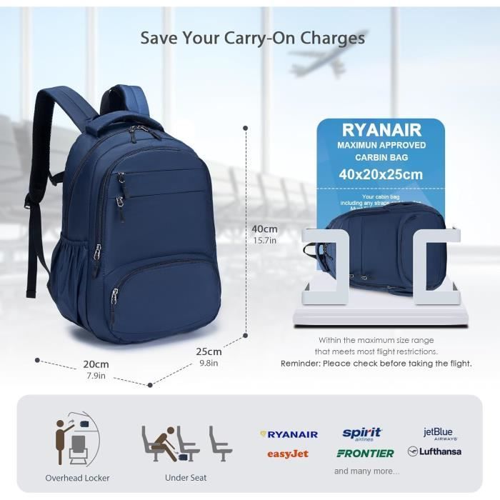 Sac 40X20X25 Ryanair Sac A Dos Voyage Bagages Cabine Sacoche Sac A Dos Avion Valise Cabine