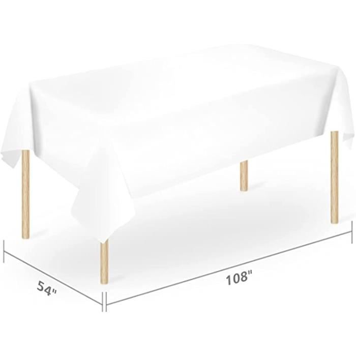 Lot De 8 Nappes Jetables Blanches Teruntrue – 137 X 264 Cm – Rectangulaires Pour Mariage, Anniversaire, Barbecue – Intérieur/Extérieur – Qualité PEVA