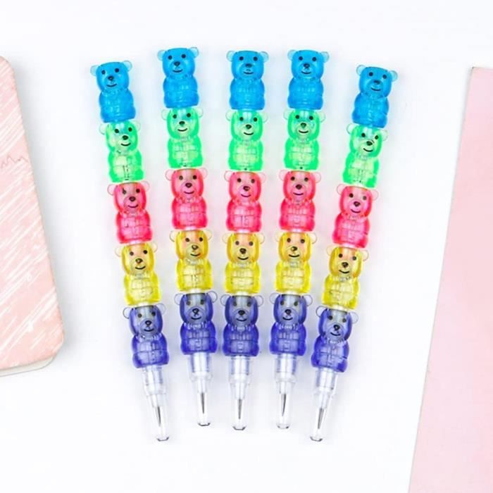 Magicat 15 Crayons De Couleurs En Cire Empilables - Set Créatif Enfant Avec Capuchons - Cadeau Anniversaire
