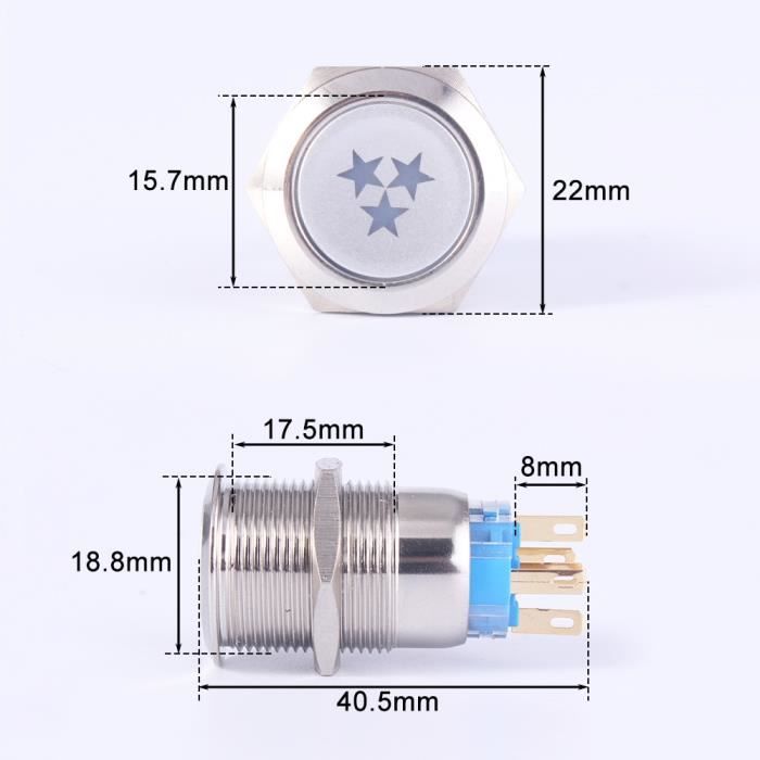 Interrupteur Bouton Poussoir LED Rouge 25mm - 12V à Accrochage