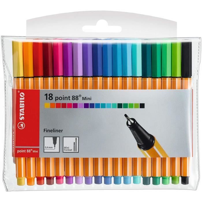 Stylo feutre pointe fine - point 88 Mini - Pochette de 18 stylos-feutres - Coloris  assortis & Surligneur - swing cool Pastel [106] - Cdiscount Beaux-Arts et  Loisirs créatifs