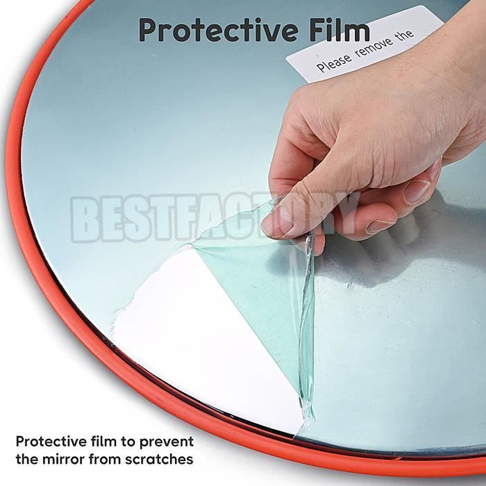 Miroir De Sécurité Convexe 30 Cm Rouge - Miroir Routier Grand Angle Avec Joint Intégré, Fixation Barre Ø6 Cm
