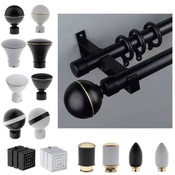 MroMax Lot De 2 Embouts De Tringle à Rideaux Pour Tringle à Rideaux De 3,8 Cm De Diamètre Extérieur - Embouts Décoratifs En Plastique Blanc Ivoire En Forme De Couronne