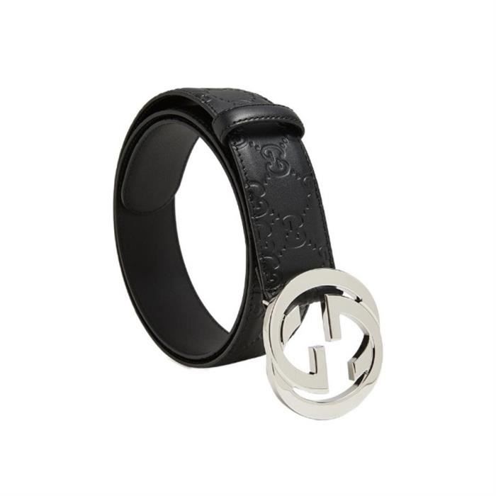 Gucci Signature Leather Belt Black Largeur 4CM Noir Cdiscount Pret a Porter