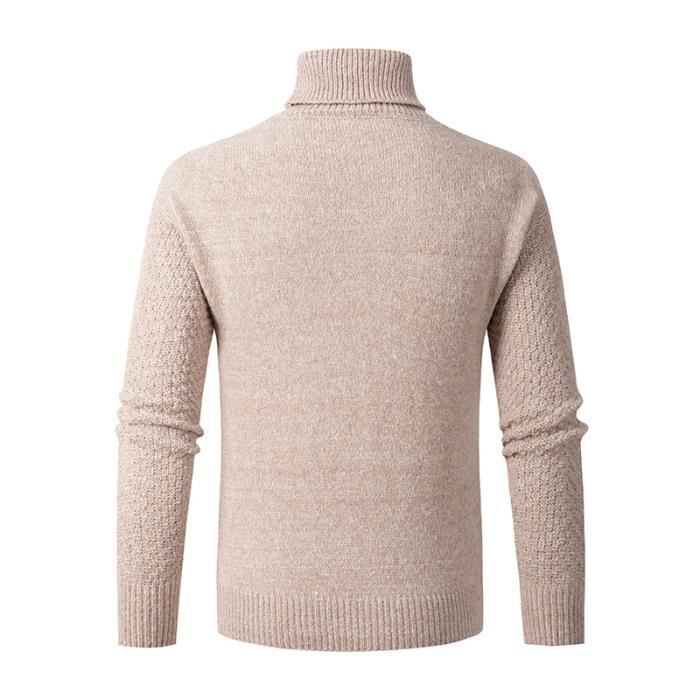 Pull Homme En Tricot Slim Col Roule Manches Longues Epais Chaud Hiver Kaki INSFITY Homme Kaki Cdiscount Pret a Porter
