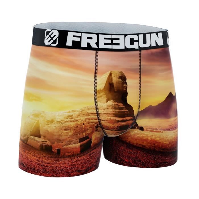 Boxer Homme FREEGUN - Microfibre Extensible - Motif Hibou - Pour Sport & Quotidien - Taille Unique (ceinture 35 Mm) - 6