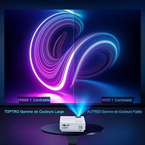 TOPTRO Vidéoprojecteur WiFi Bluetooth Full HD 1080P, 8000 Lumens