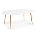 Table Oqui extensible ronde 120-200 cm, naturel et blanc-2