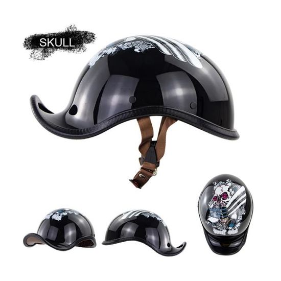 Demi-Casque Moto Rétro Style Vintage - Homologué DOT/ECE - Intérieur Amovible - Pour Scooter Et Custom